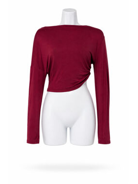 SHEIN BAE Size Extra Small Burgundy Asymmetrical Off Shoulder Crop Top NWT